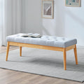 Grey Upholstered Tufted Wood Bench M775448