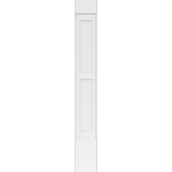 8x22W x 60x22H x 2x22P Two Equal Flat Panel PVC Pilaster with Standard Capital and Base (Pair) N70514