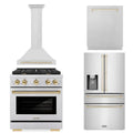 30 In. Gas Range, Range Hood, Refrigerator, and Dishwasher in Stainless Steel J791328