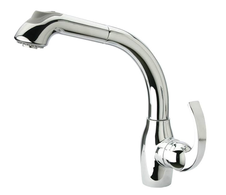 Polished Chrome Single Lever Kitchen Faucet with Pull-Out Spray Head A26913