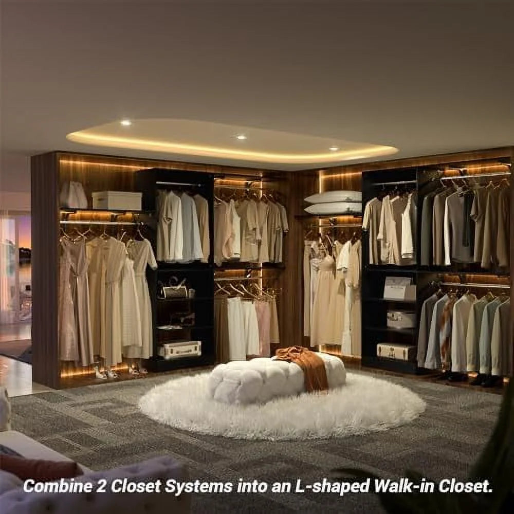 96'' 8FT Walk In Closet Organizer with 3 Shelving Towers Z787