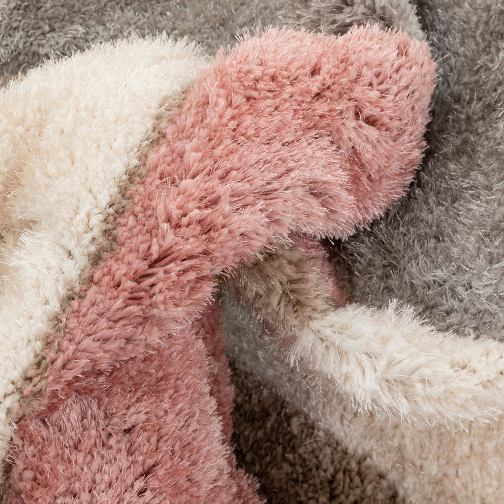Shag Grey Blush 3D Textured Thick Soft Rug W234779