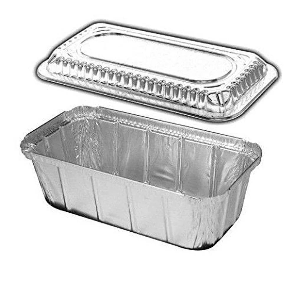 Disposable Aluminum Foil Loaf Pan with Clear Dome Lid (Pack of 25) O29978