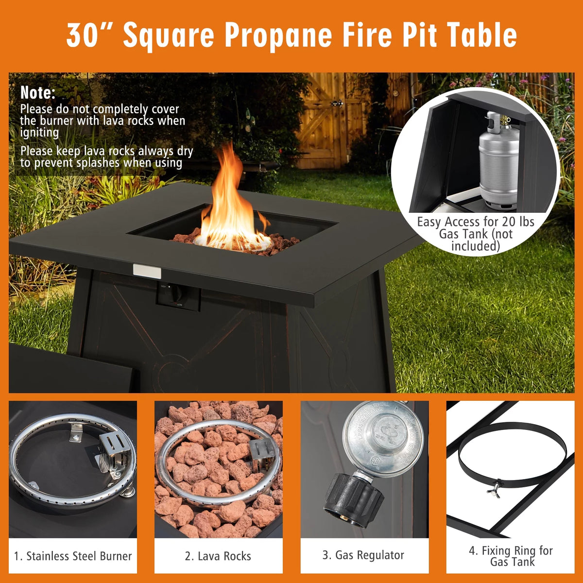 5-Piece PE Wicker Patio Furniture Set with Fire Pit Table G342049