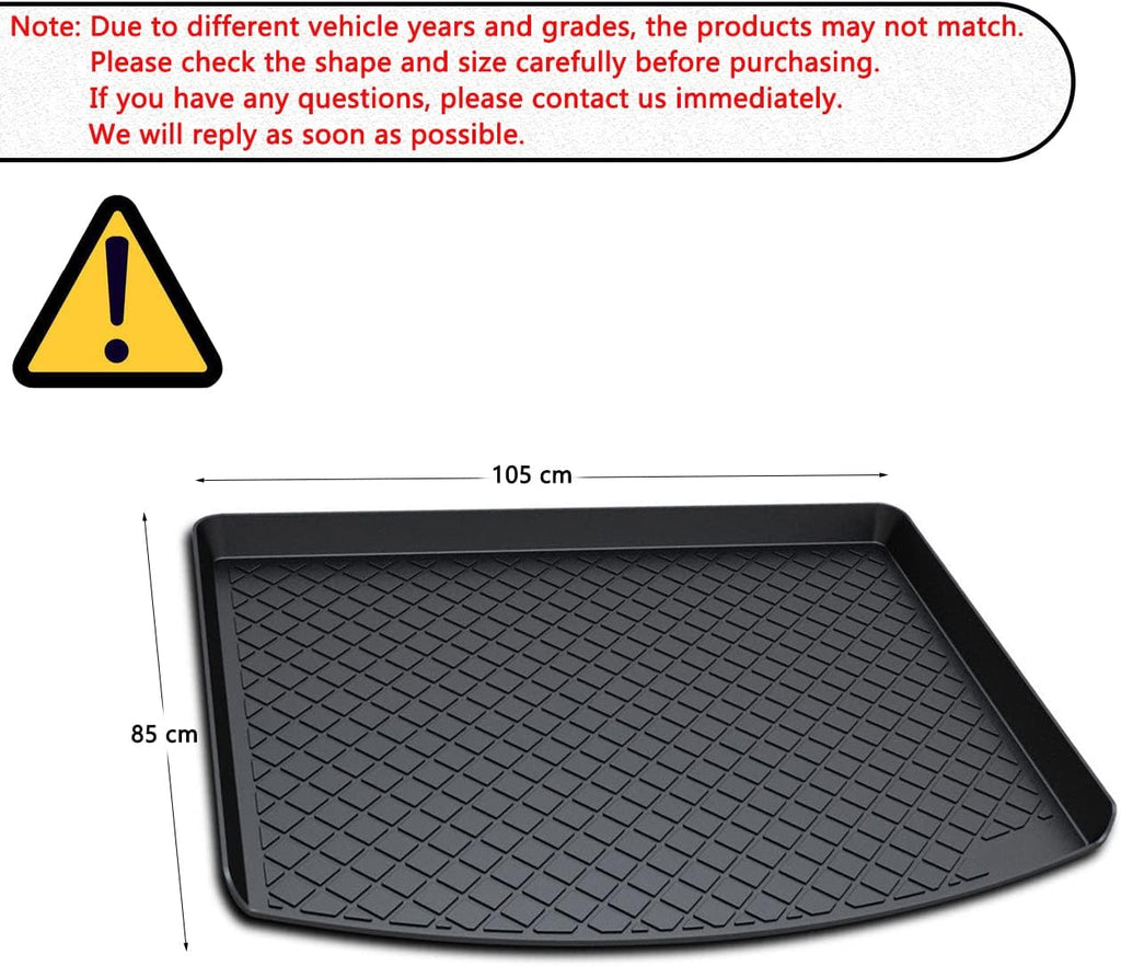 Black Heavy Duty Rubber Waterproof Rear Cargo Tray Trunk Floor Mat Protector Pack of 2 L875