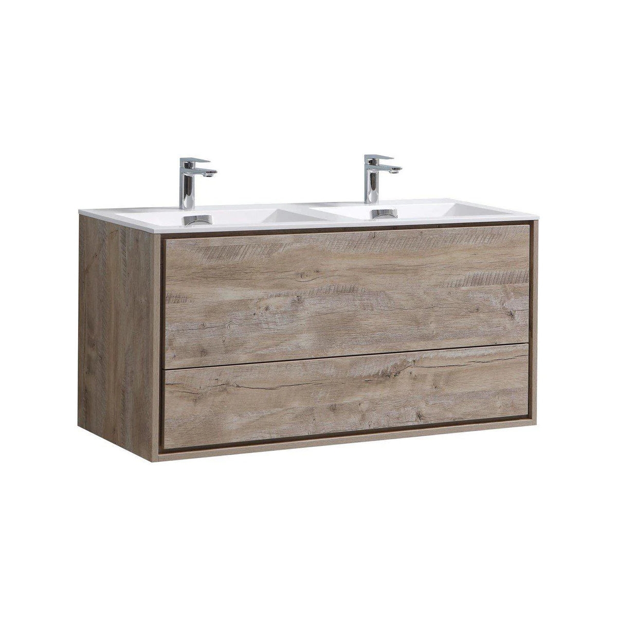 48 in. Double Sink Wall Mount Nature Wood Bathroom Vanity R843