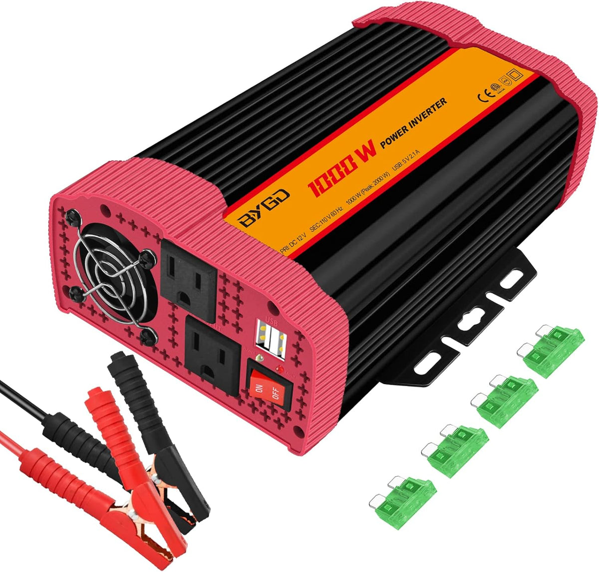 1000W Car Power Inverter DC 12V to 110V AC with 2 USB Ports A861027