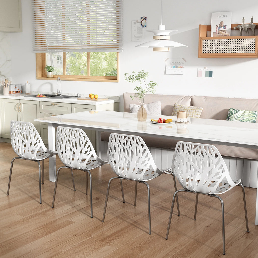White Set of 4 Stackable Plastic Side Chairs Q715341