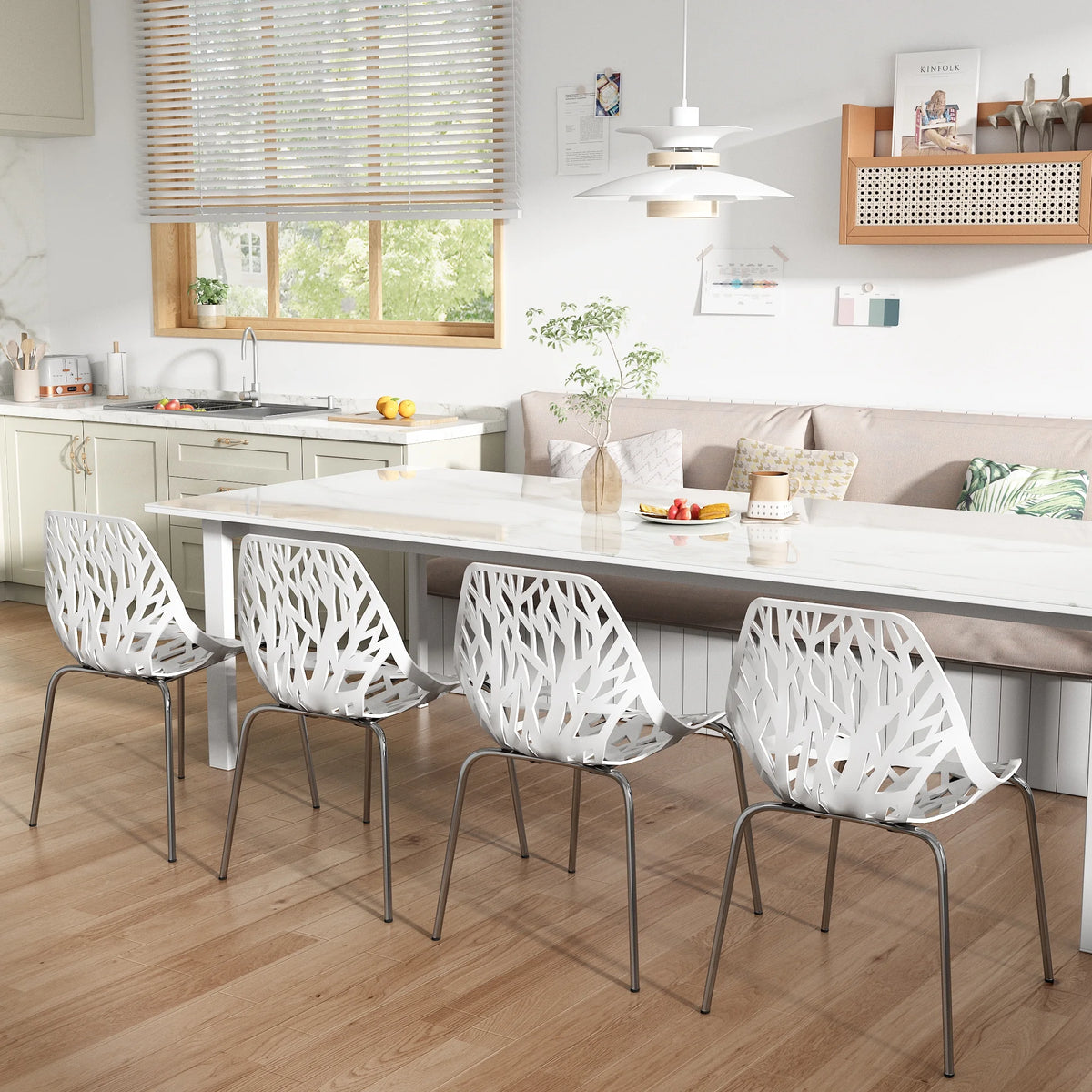 White Set of 4 Stackable Plastic Side Chairs Q715341