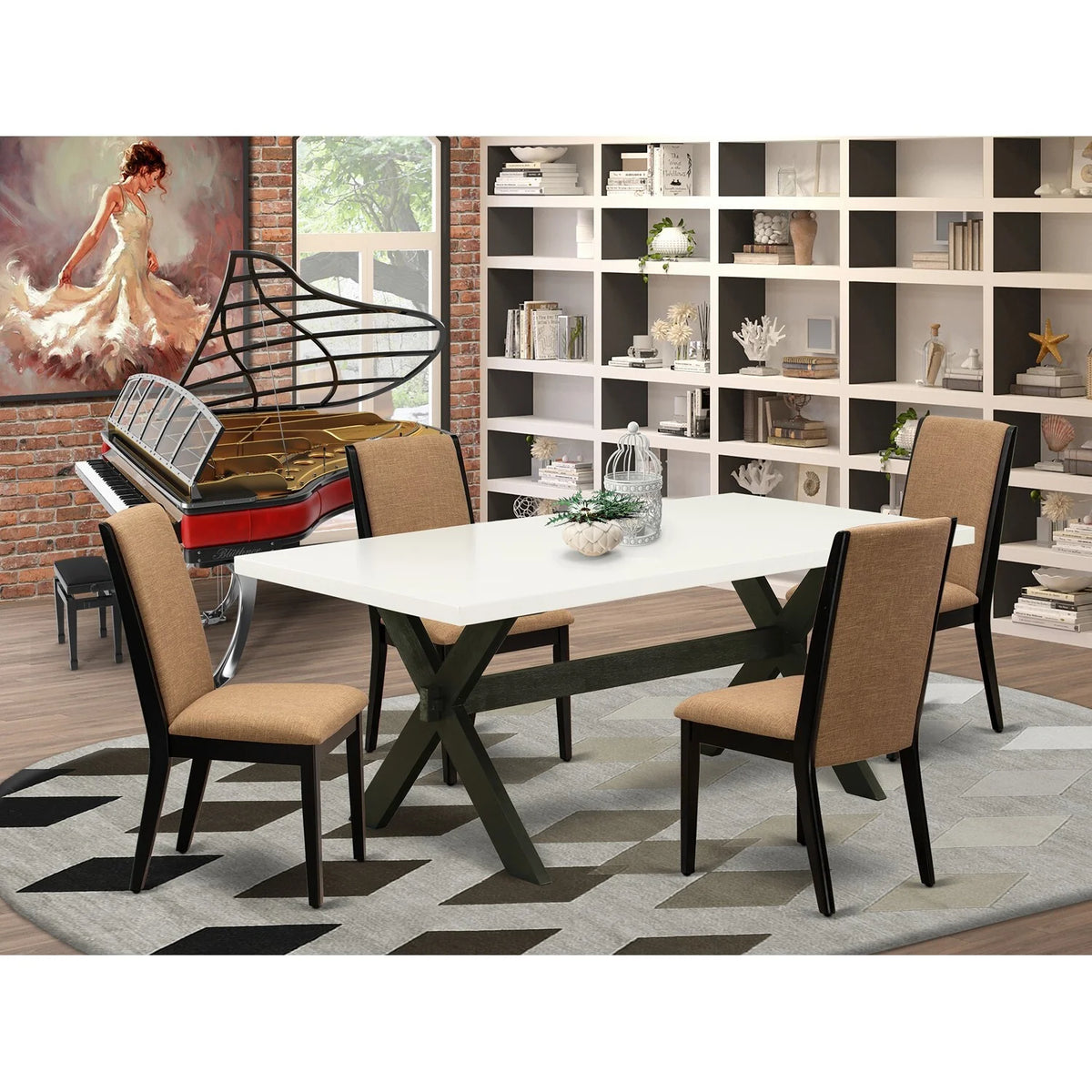 5 Piece Wood Dining Table Set P9075