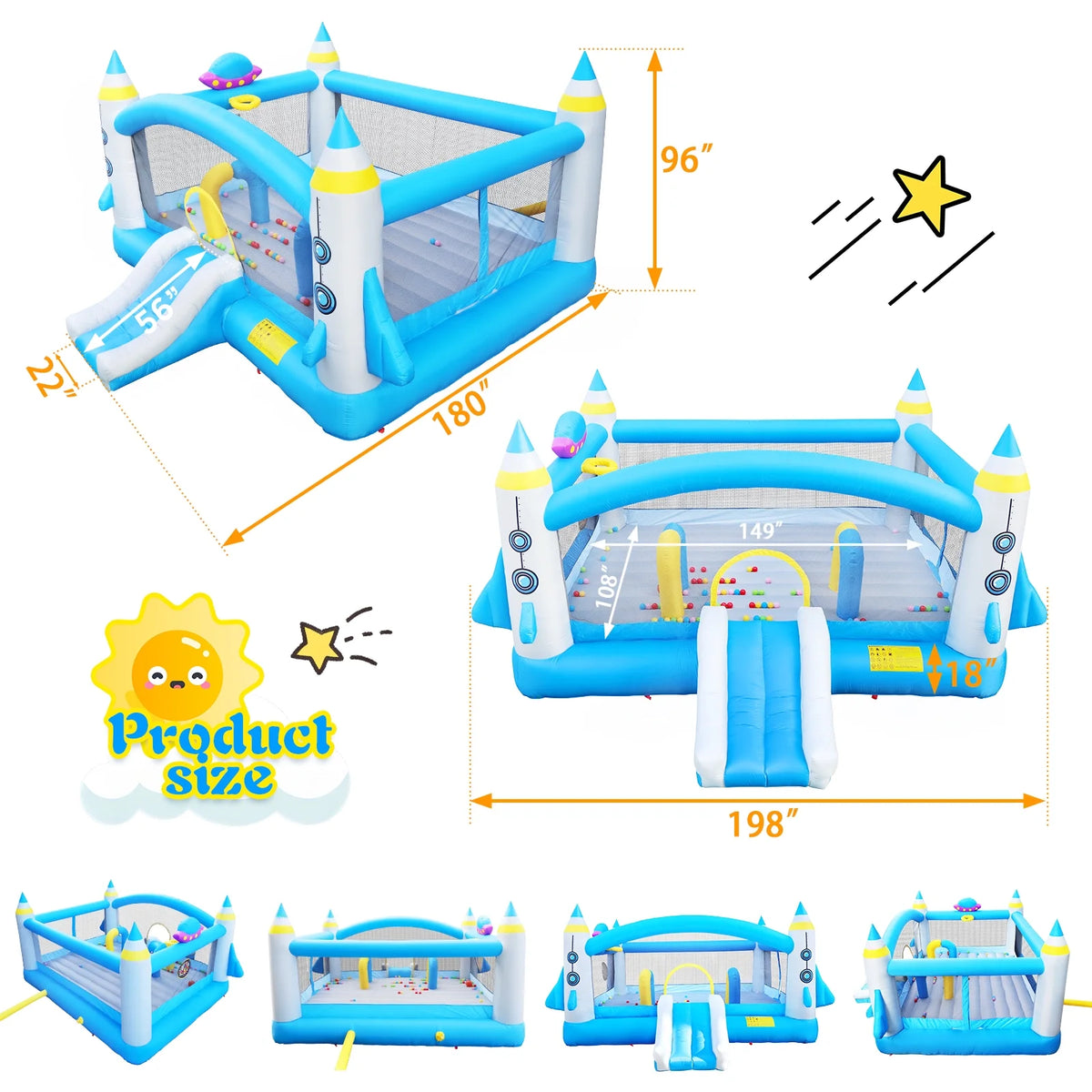 Inflatable Bouncer with Slide Jumping Castle Y8347