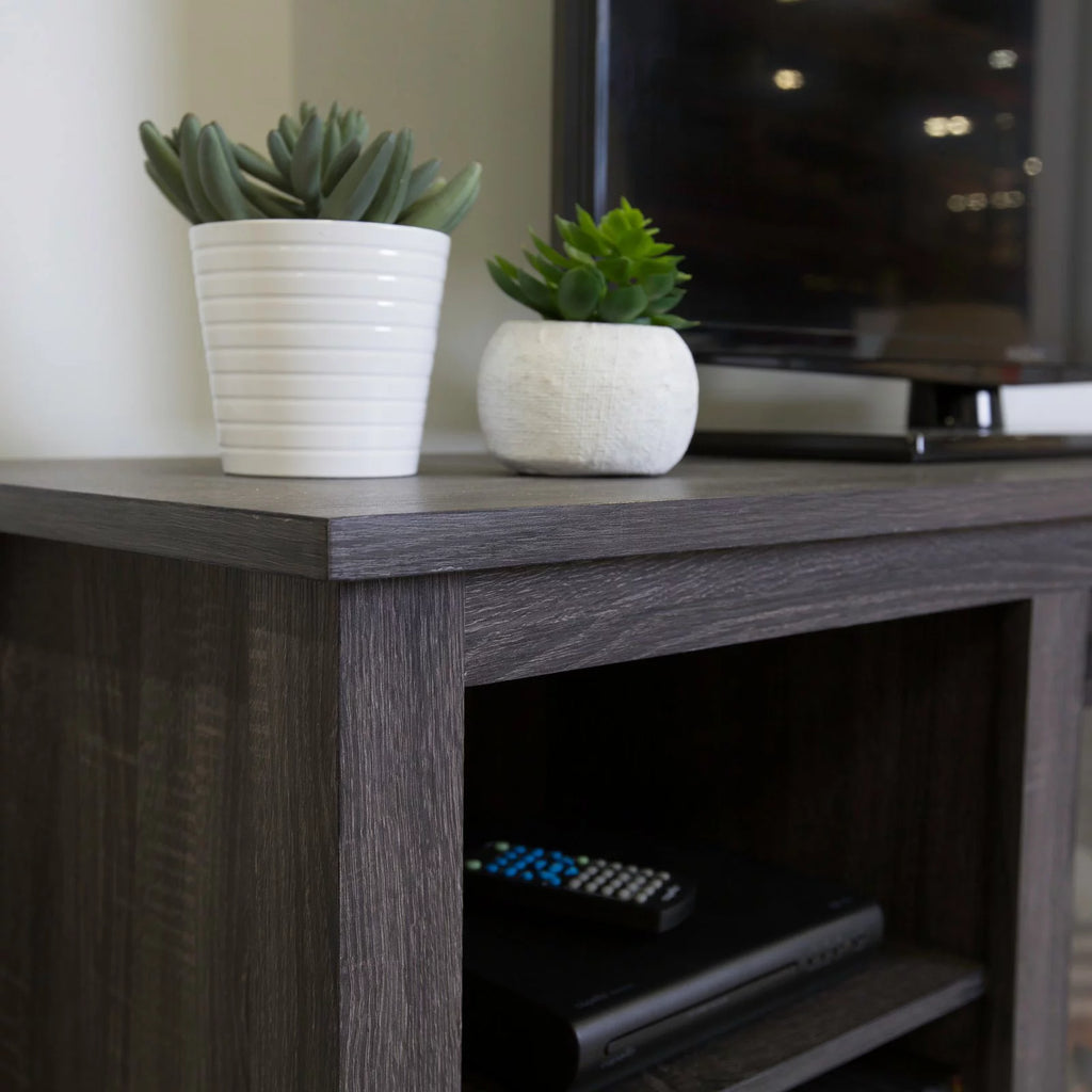 58" Rustic MDF Farmhouse Fireplace TV Stand Y745137
