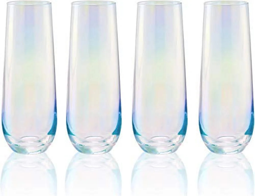 White Pearl Luster Stemless Champagne Flutes Set of 4 L766268