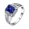 3 CT Diamond Radiant Ceylon Sapphire Split Shank Wedding Ring, Gold - Size 6.5 E363