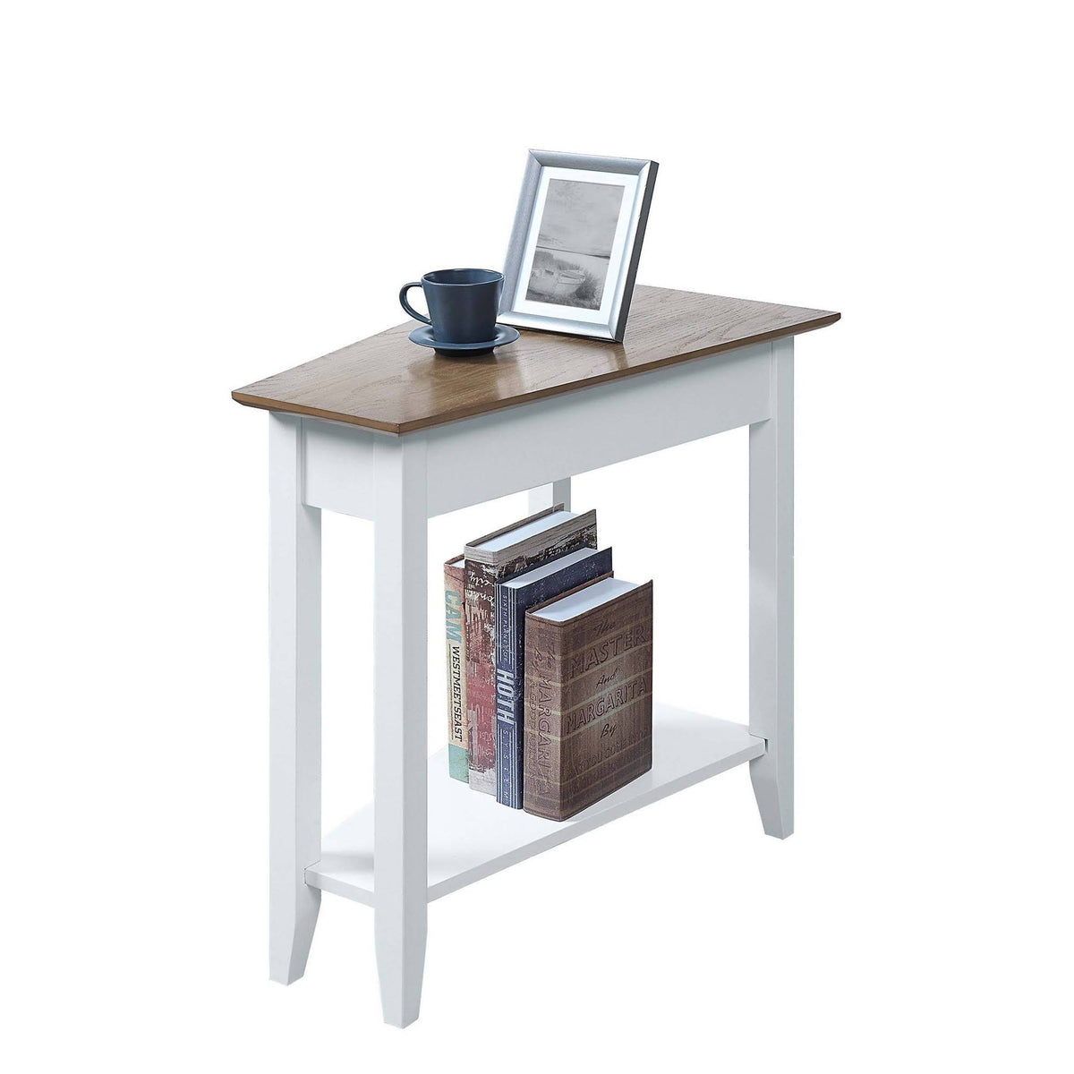 Wedge End Table Driftwood Top White W4734