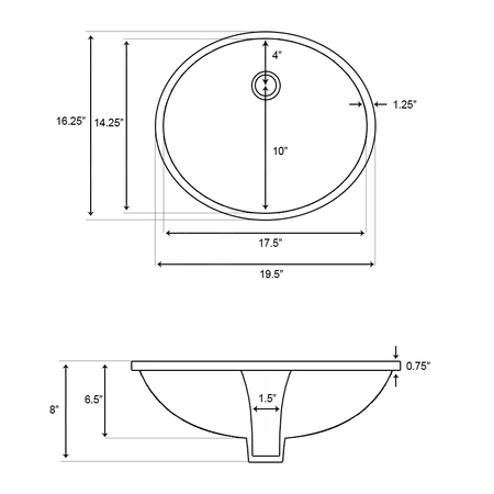 White Oval Undermount Sink O198