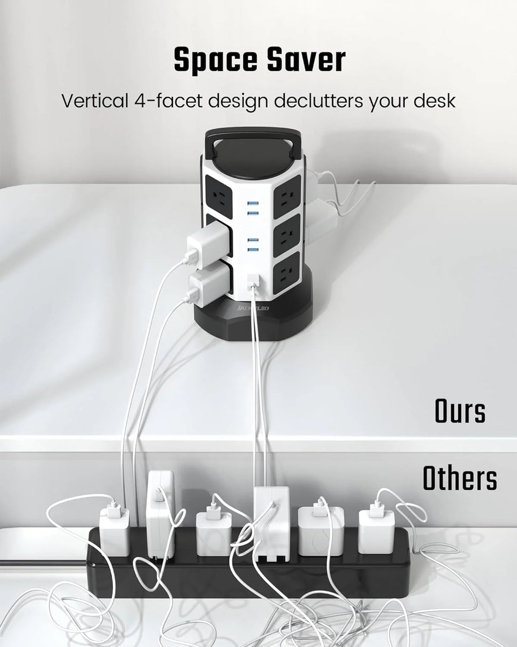 12 AC Outlets 6 USB Ports Power Strip Tower O156745