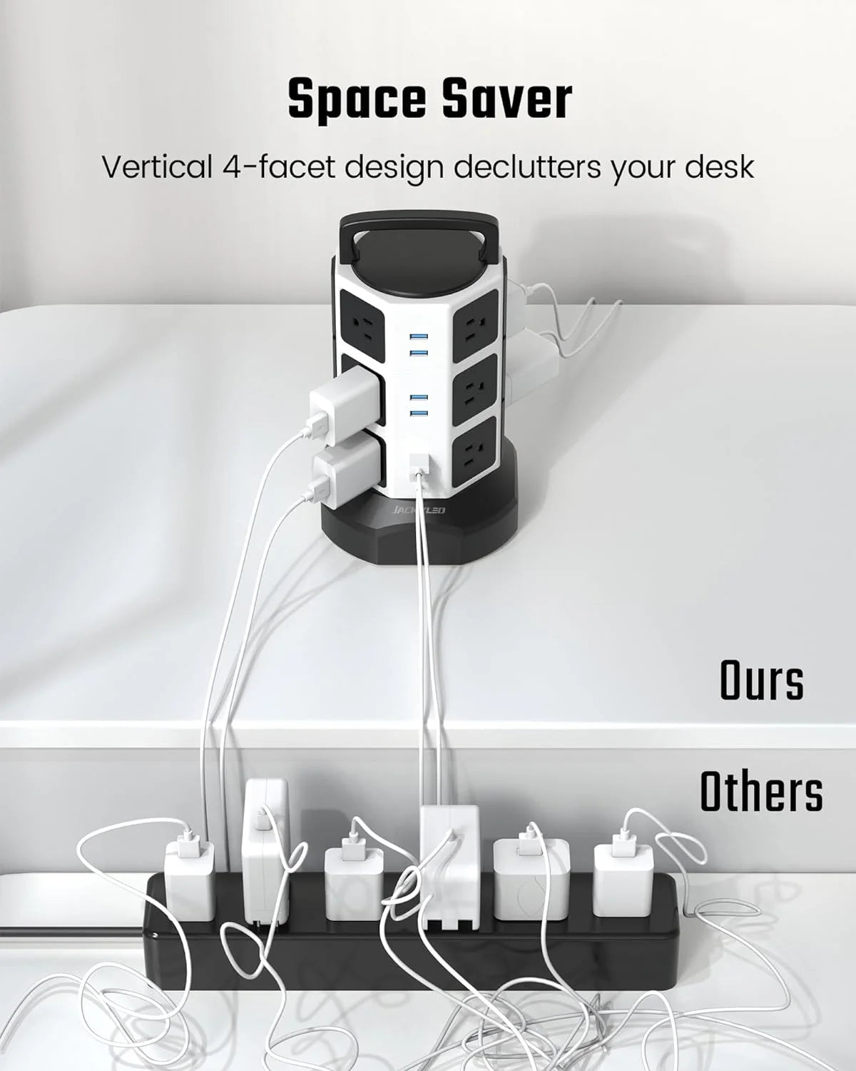 12 AC Outlets 6 USB Ports Power Strip Tower O156745