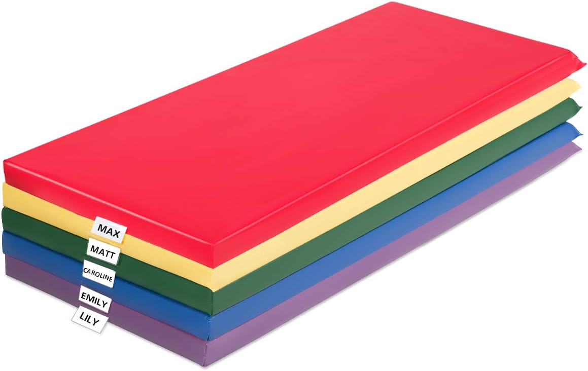 2-Inch Thick Foam Napping Floor Mats 5-Pack with Name Tag Holders O41294