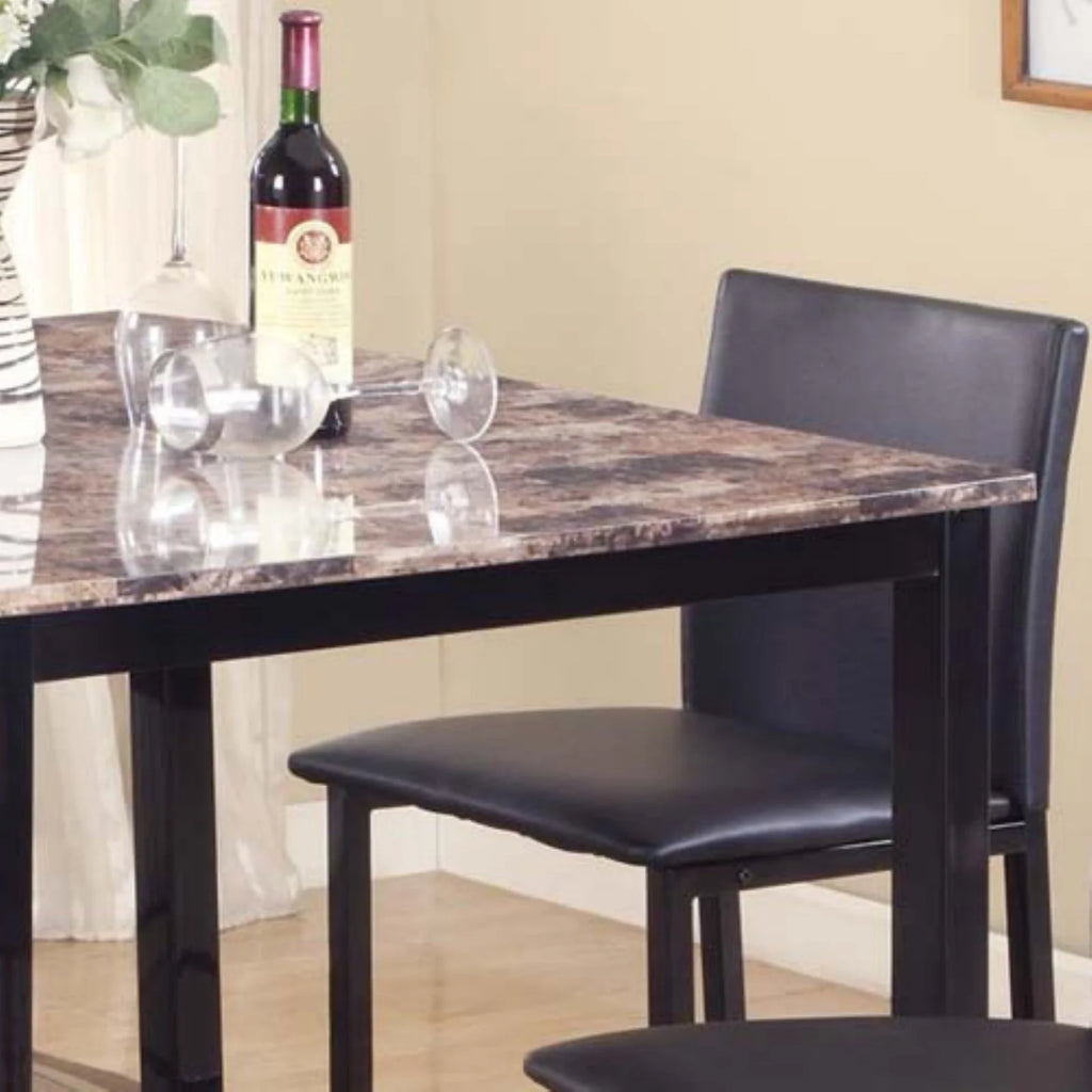 Black Counter Dining Set with Laminated Faux Marble Top F4490