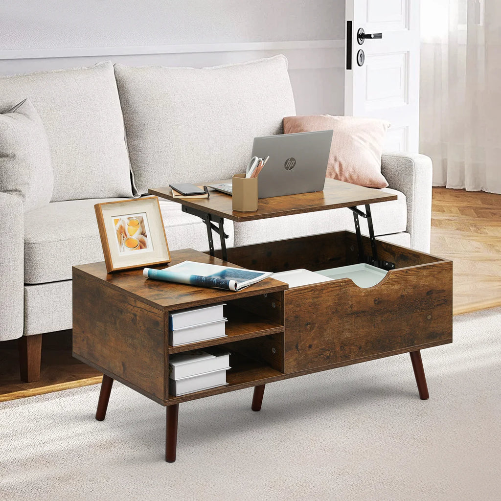 Wood Lift Top Coffee Table with Hidden Storage B635478