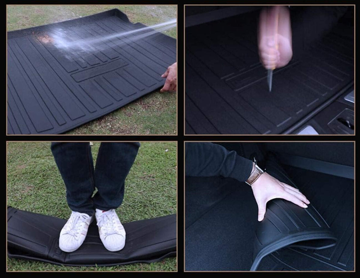 Black Heavy Duty Rubber Waterproof Rear Cargo Tray Trunk Floor Mat Protector Pack of 2 L875