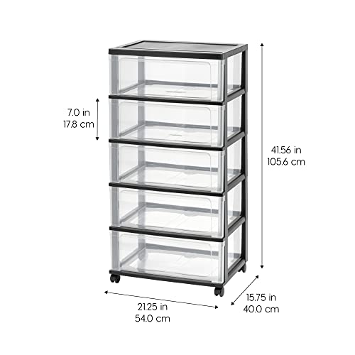 Black Plastic 5 Drawer Rolling Storage Organizer K61705