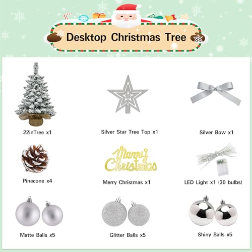 White 22 Inch Mini Artificial Christmas Tree with Lights I979886