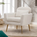 Mid Century Modern Upholstered Accent Chair With Pillow Ivory N67939