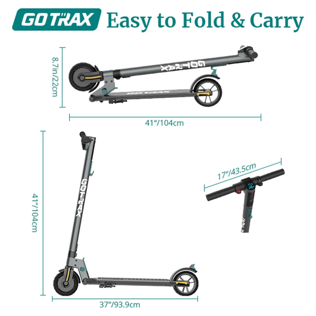 Foldable Electric Scooter with 6 Tires, 200W 12mph, Gray F138472