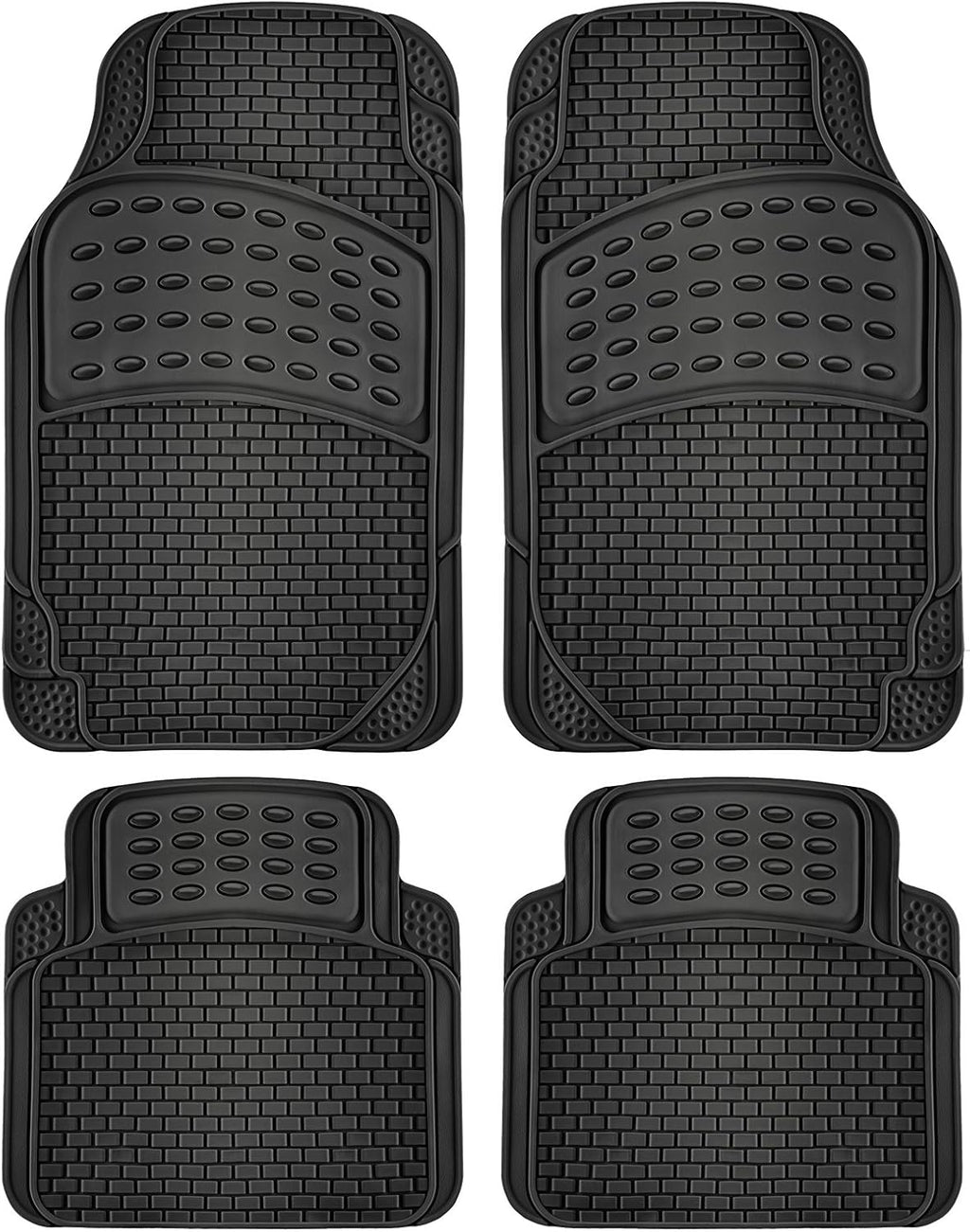 Black 4-Piece Rubber Floor Mats B354758