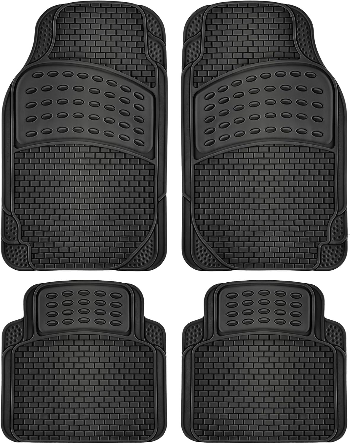 Black 4-Piece Rubber Floor Mats B354758