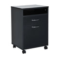 24" Rolling End Table Cart Nightstand Organizer, Black F35471