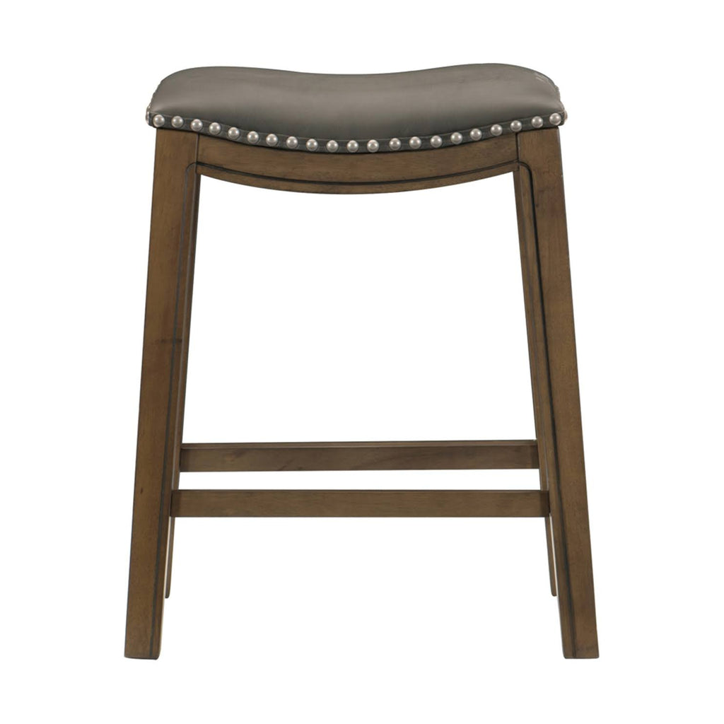 24x22 Counter Height Wooden Saddle Seat Barstool, Gray Brown (2 Pack) X9498