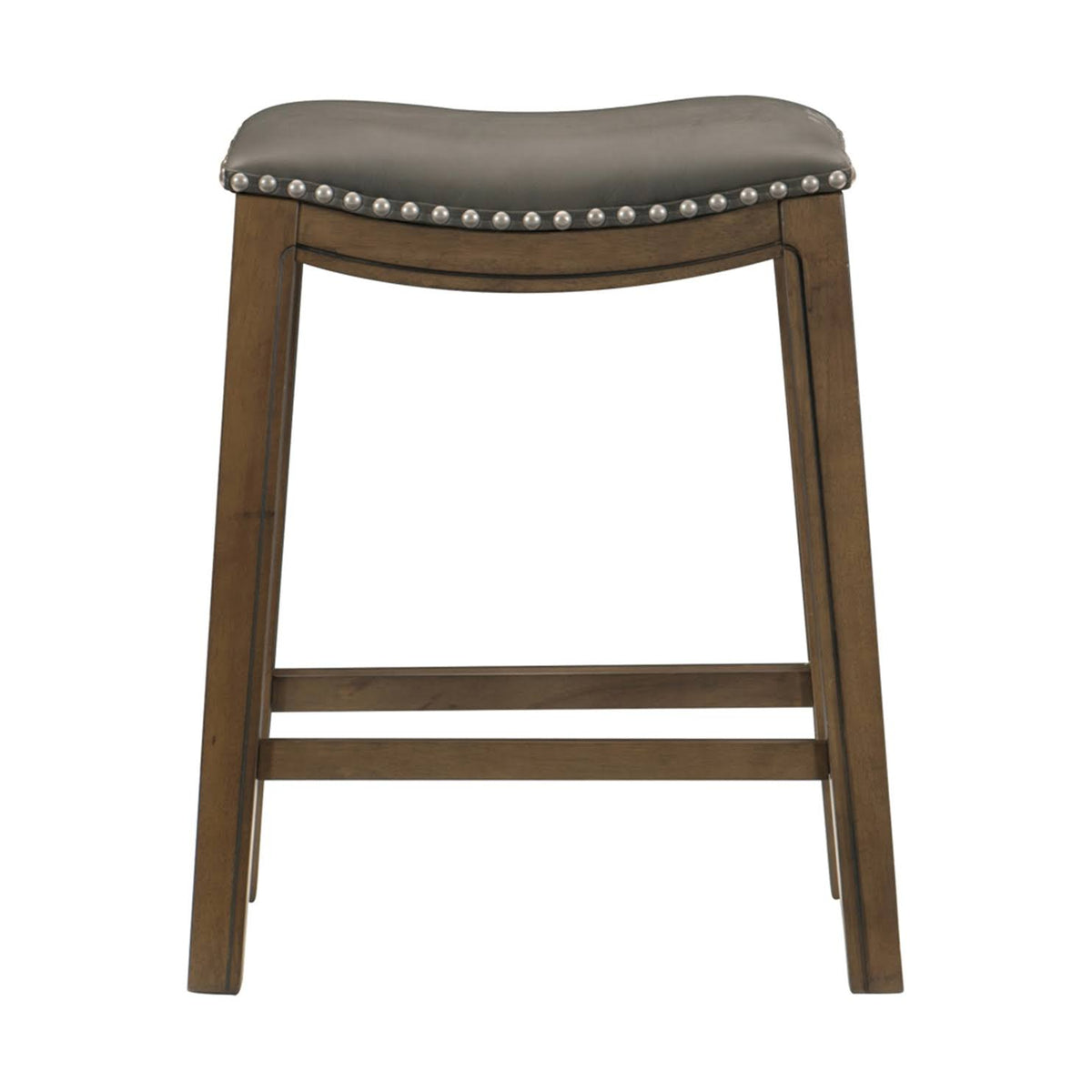 24x22 Counter Height Wooden Saddle Seat Barstool, Gray Brown (2 Pack) X9498