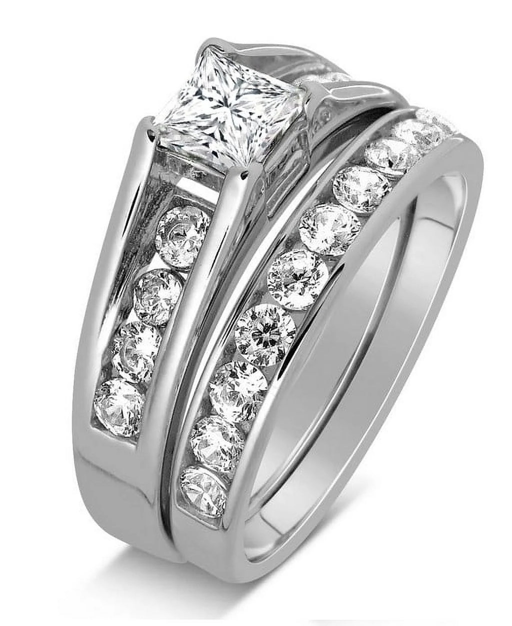 1 Carat Princess Diamond Engagement Ring in White Gold G359