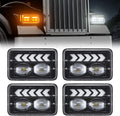 4pcs 4x6 inch LED Headlights Hi/Lo Beam Halo DRL Turn Signal Rectangular Replacement S11812