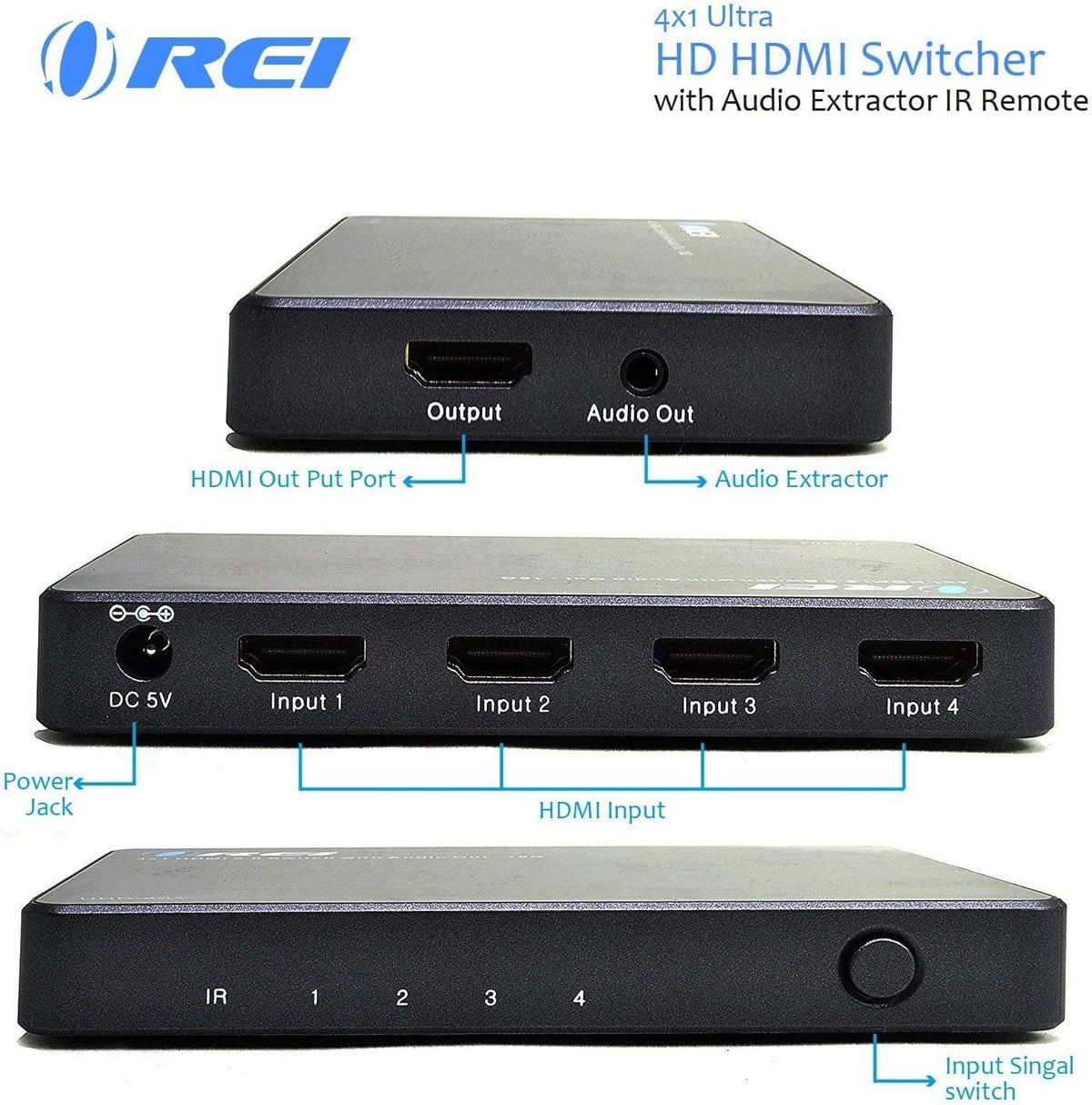 4 X 1 Ultra HD HDMI Switcher with Audio Extractor IR Remote U569