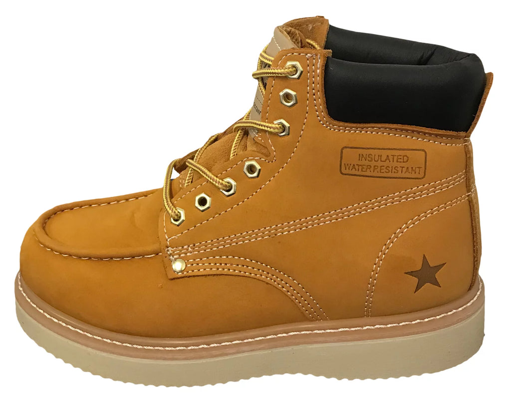 Men's Genuine Leather Moc Toe Work Boots A8671