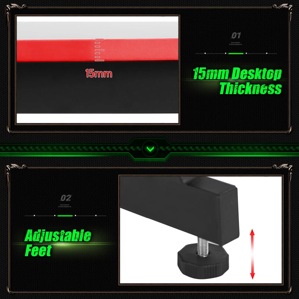 Gaming Desk Z Shaped 39in Ergonomic Gaming Table with Headphone Hook T319