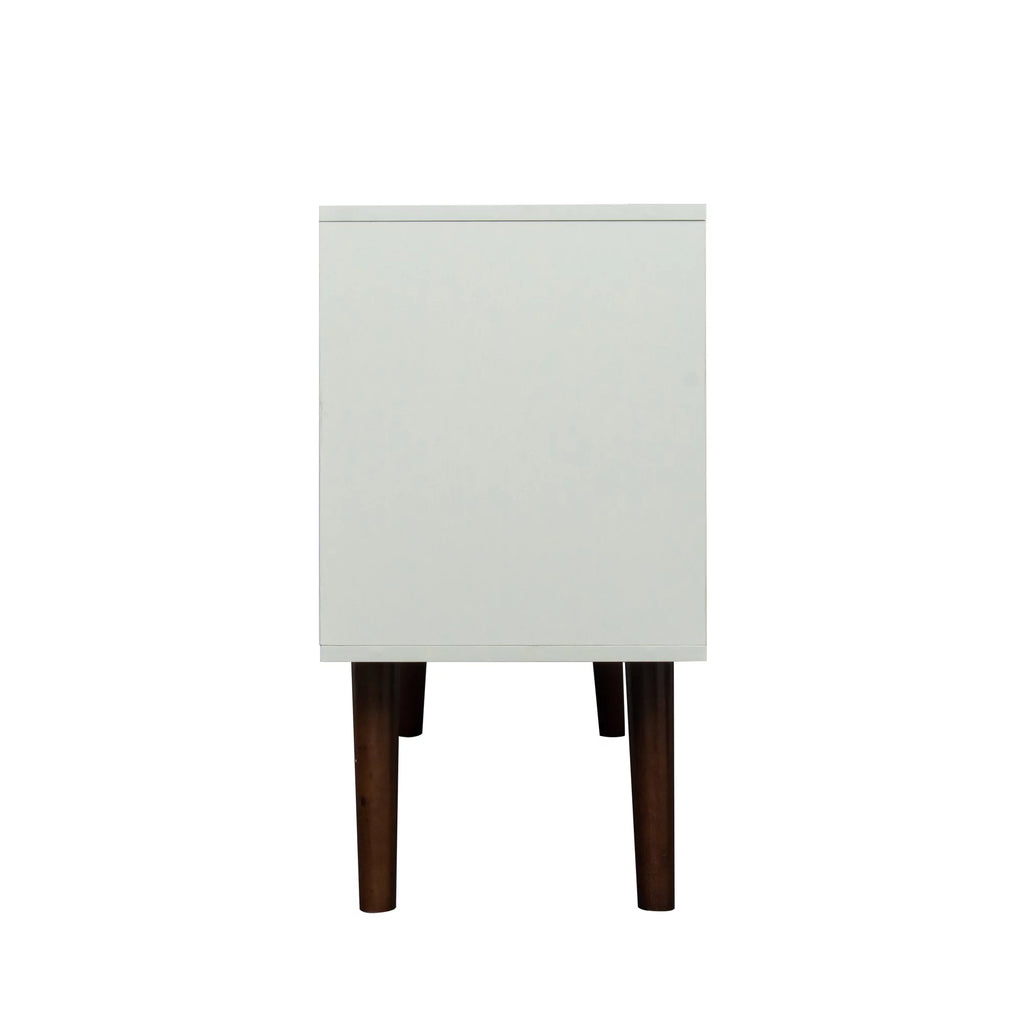 White Particle Board TV Stand with Storage and 2 Shelves K7993