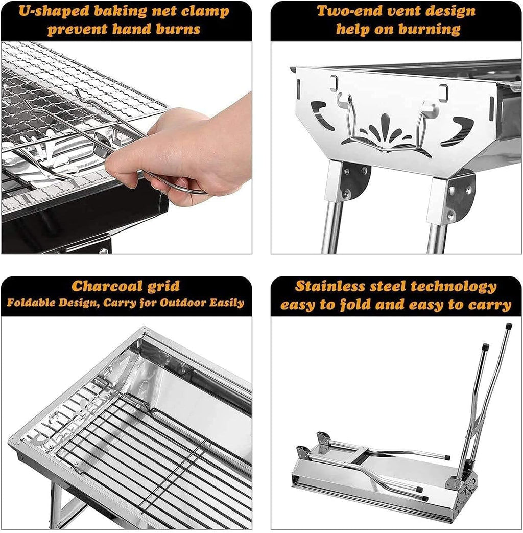 Stainless Steel Folding Portable BBQ Tool Kits (Large) R966