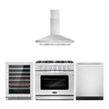 36 Gas Range, Wall Mount Range Hood, Dishwasher and Wine Cooler O19607
