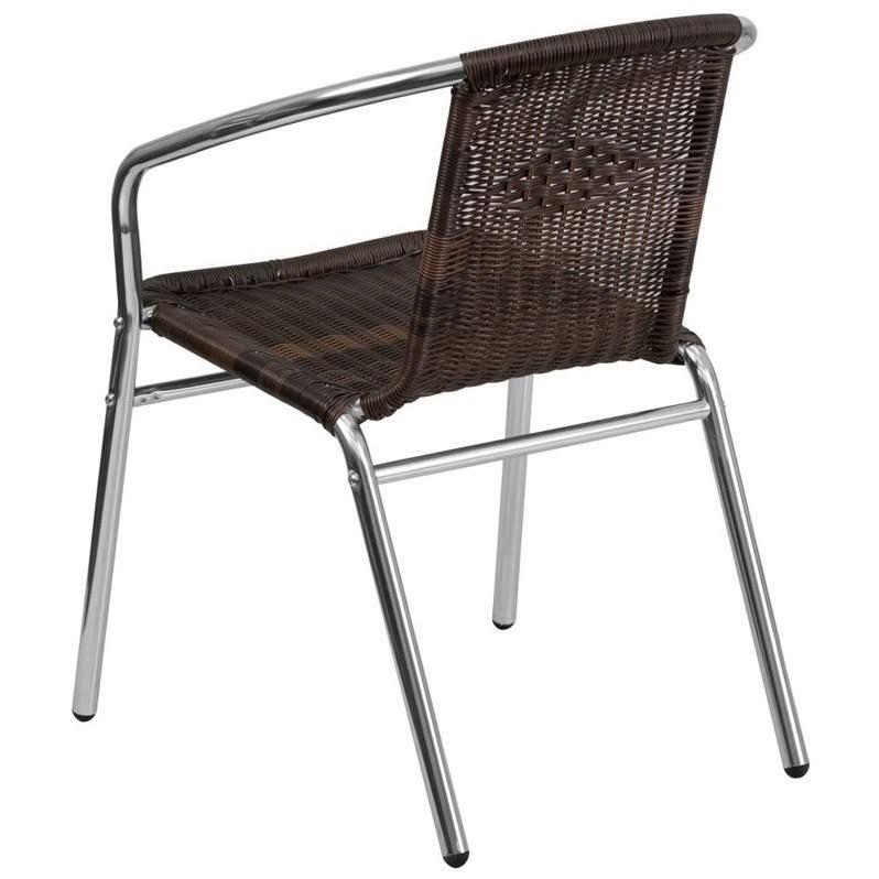 Aluminum Rattan Dining Chair in Dark Brown X130653