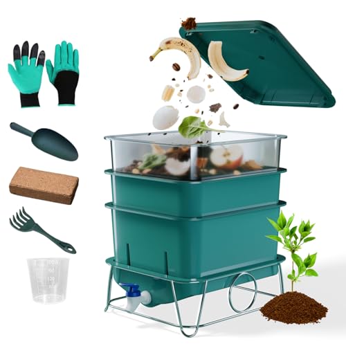 15L 3-Tray Worm Farm Composting Bin with Tool Set K33486