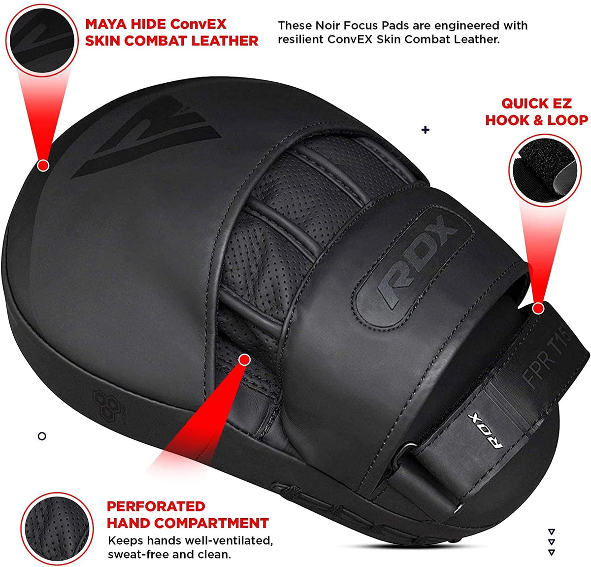 Black Leather Boxing Focus Mitts W194119
