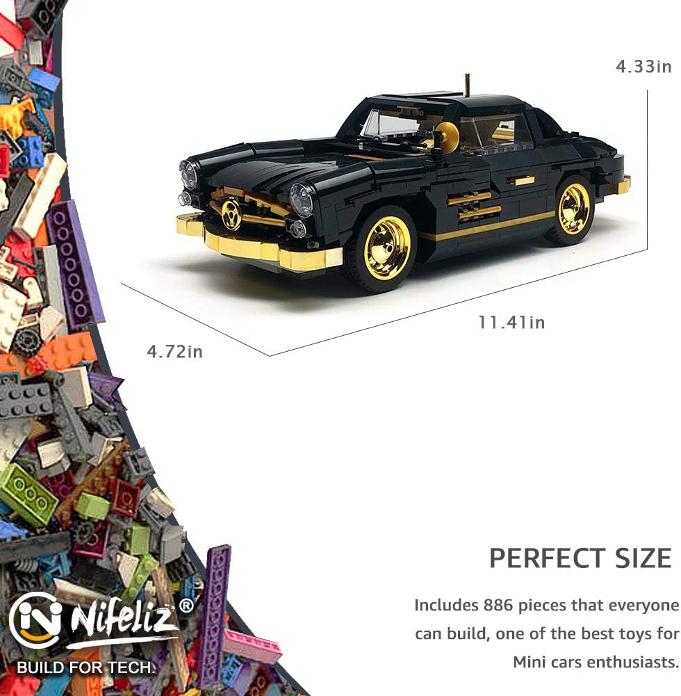 Retro Sports Car 1:14 Scale Building Blocks Set (886 Pcs) E592053