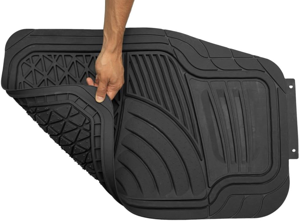 Black 4-Piece Rubber Floor Mats B354758