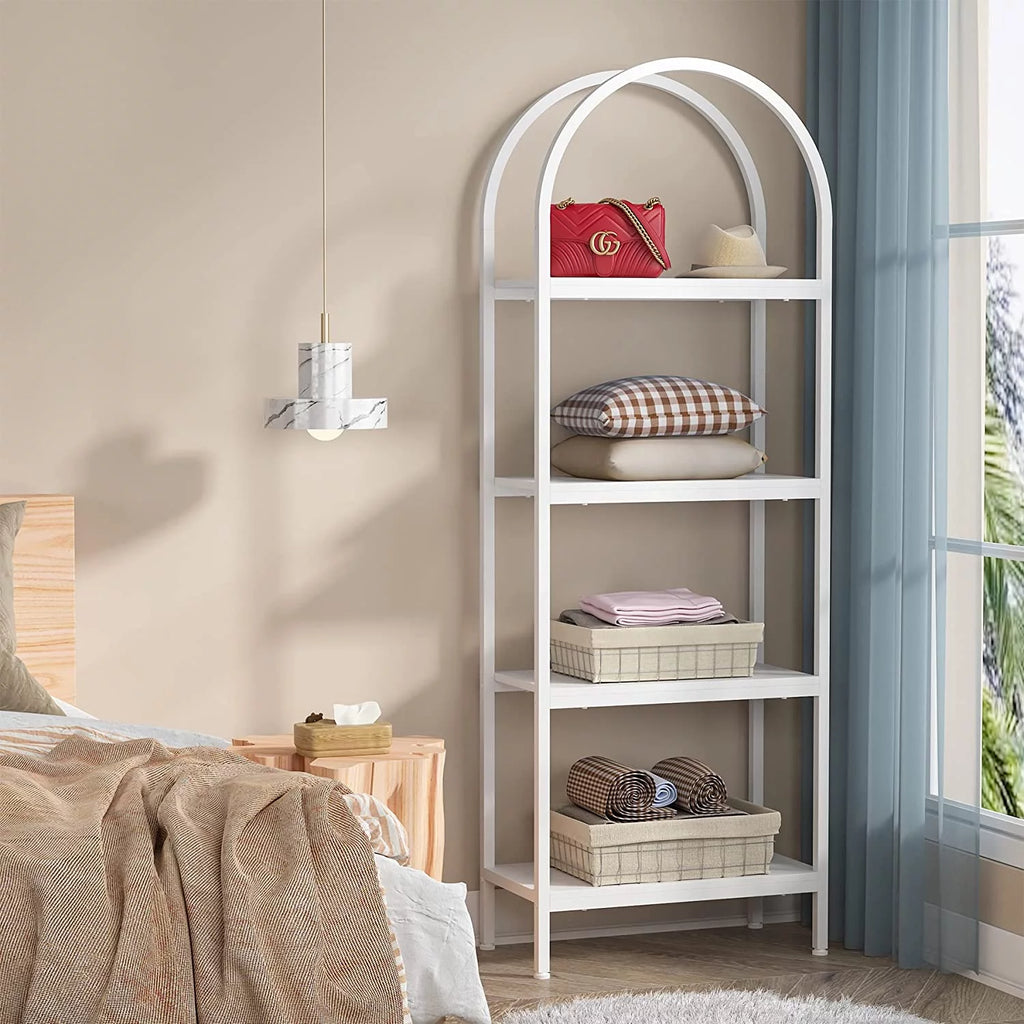 70.8 inches 4 Shelves White Wood Bookshelf E8520