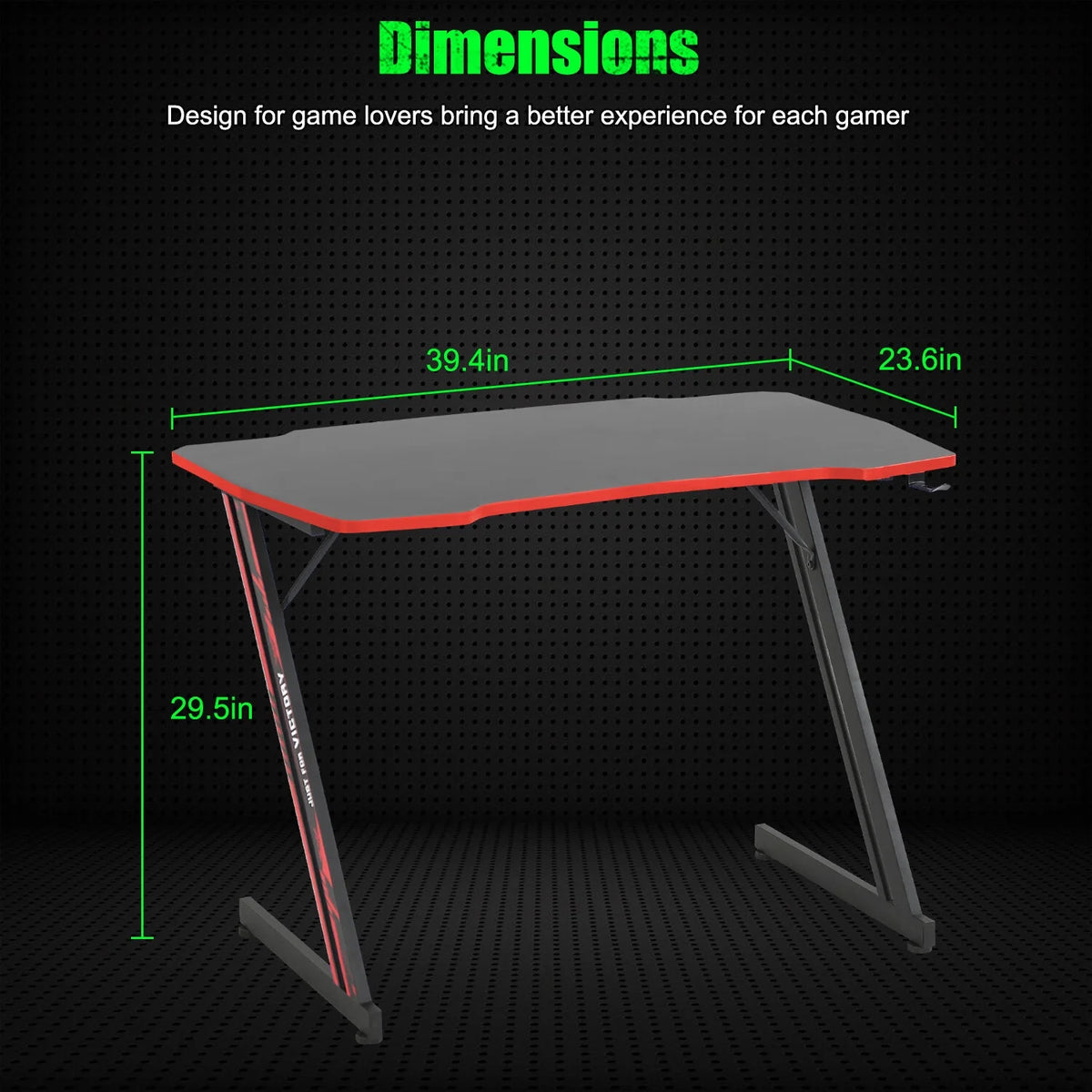 Gaming Desk Z Shaped 39in Ergonomic Gaming Table with Headphone Hook T319